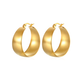BASQUESUN Stainless Steel Large 18K Gold Plated Hypoallergenic Chunky Open Hoops Fashion Jewelry Hoop Earrings for Women