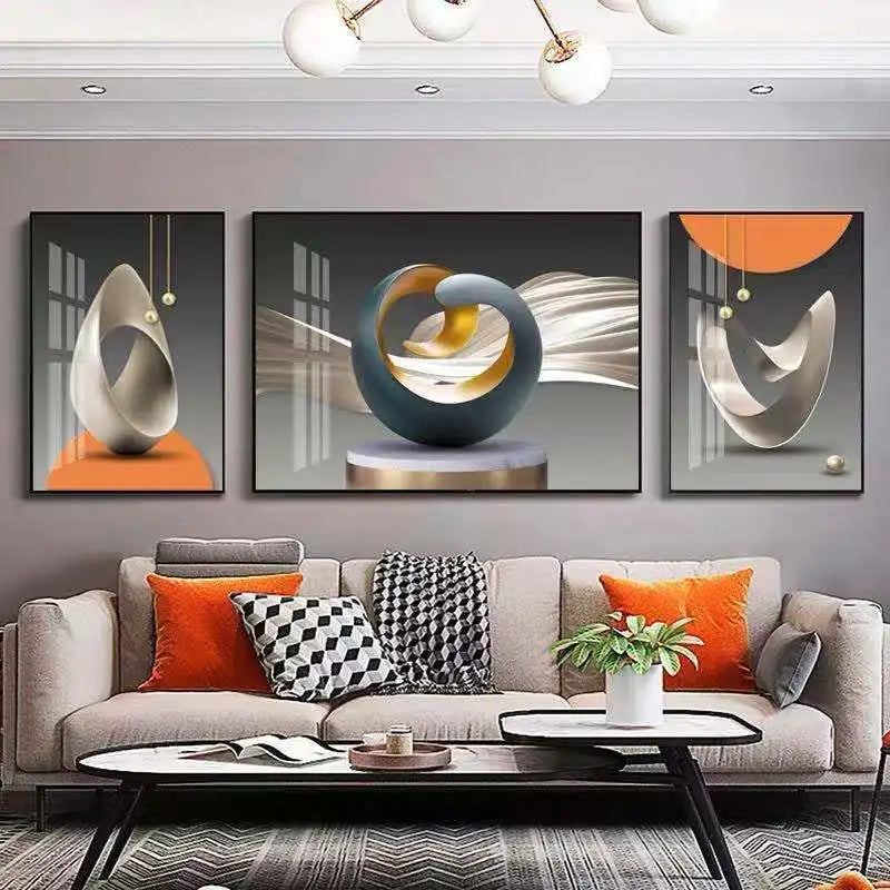 Luxury Crystal Porcelain Art Fashion Wall Art Living Room Home Office Decoration Printing Sets Modern Painting