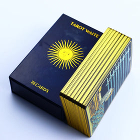 Custom Eco-Friendly 24K Gold Premium Tarot Deck German Wholesale Plastic Gold Edges Tarot Cards Paper Material