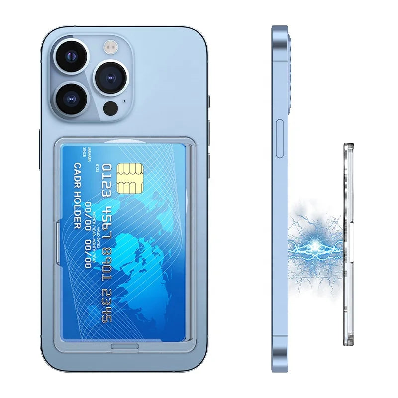 2024 Hot Selling Wholesale New Transparent Magnetic Wallet Free Lanyard for Apple Credit Card iPhone 14/13 Customizable Logo