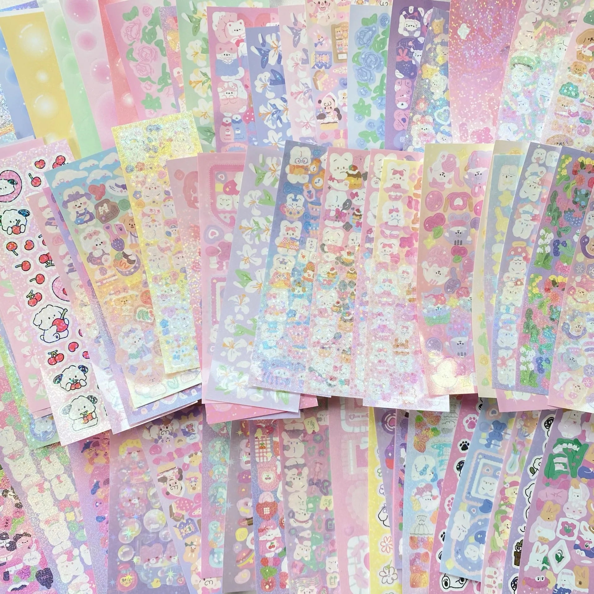 Non Repeat Stickers Laser Decorative Kawaii Album Korean Stationery Handmade DIY Material Children Girl Toy Decor Scrapbooking