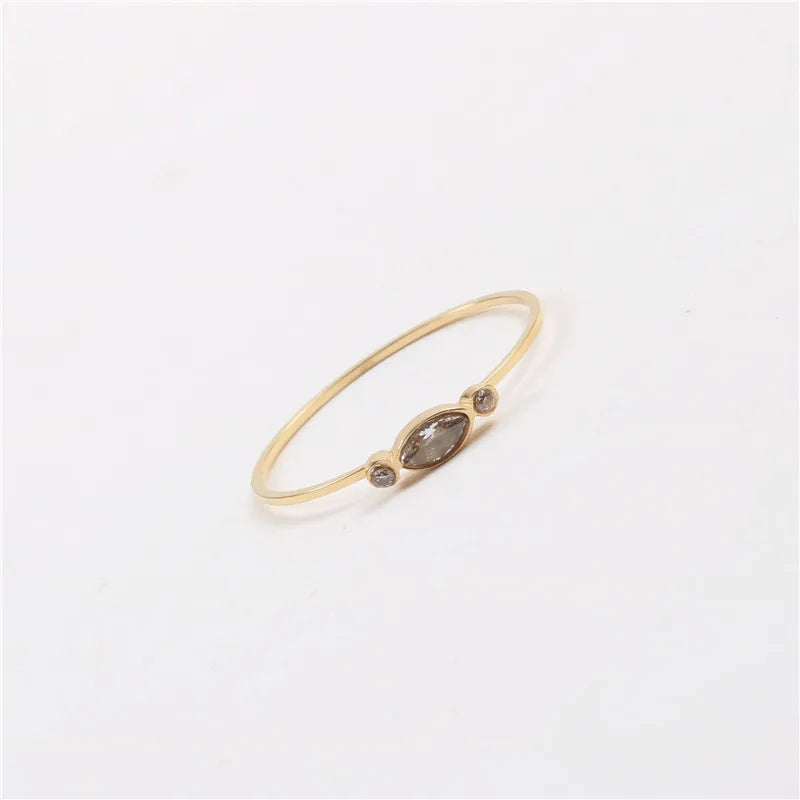 Ins Hot High End 18K Gold Plated Dainty Eye 3 Zircon Dainty Ring for Women Trendy Jewelry