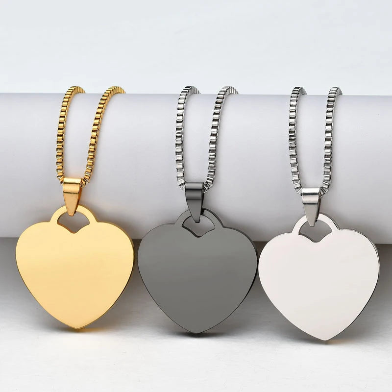 BINSHUO Personalised Customised Women Jewelry Pendant  Letters Stainless Steel Nameplate Name Pendant Love Heart Necklace