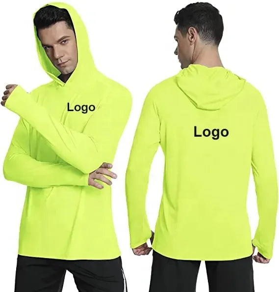 Custom Logo Durable Polyester UPF50 Sun Protection Long Sleeve Hoodie Shirt Breathable UV Fishing Jersey Hiking for Plus Size