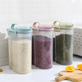Transparent Plastic Bulk Food Storage Container with Silicone Sealing Ring for Kitchen Use-Grain Rice Barrel Cereal Dispenser