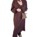 New Muslim Suit Women Knitted Sweater Wide-Legged Pants 2 Piece Set Islam Modest Clothes