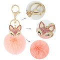 2025 Faux Rabbit Fur Pom Pom Keychain Fox Head Keychain with Rhinestones for Bag Cellphone Car Pendant