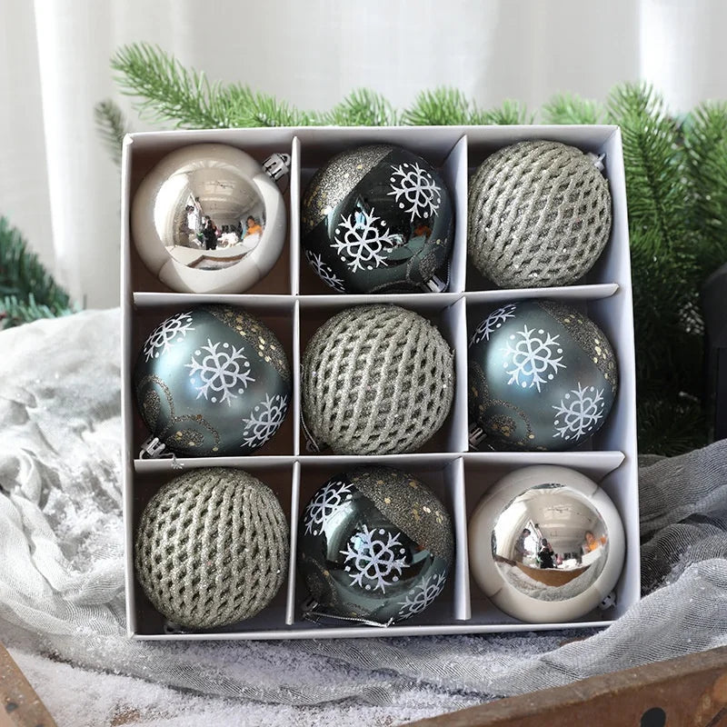 Wholesale Bolas De Navidad 9 Pcs Painted Christmas Baubles Sublimation Christmas Ball Set Mixed With Various Designs