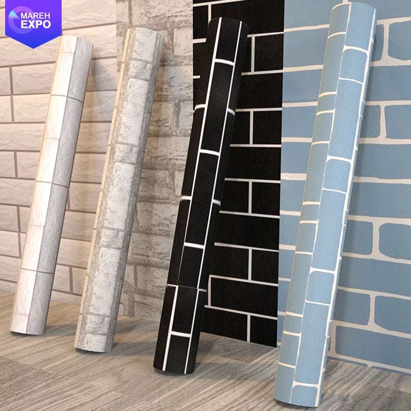 Colorful Brick Pattern Sticker Mural Wall Papers Textured Home Decor 3d Pvc Self-adhesive Wallpaper