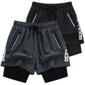 Mens Gym Shorts 7'' Quick Dry Under Armout With Pocket Double Deck Training Running Short Pants Mens Gym Shorts