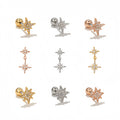 Zuola Luxury Zircon Starburst Eco-friendly Brass Stud Earrings Trendy Titanium Screw Back 18K Gold Plated Geometric Earrings