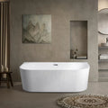 Modern Indoor Pure White Striated Acrylic Freestanding Bathtub Armrests Oval Shape Eco-Friendly Portable Hotel Use Soaking Tub