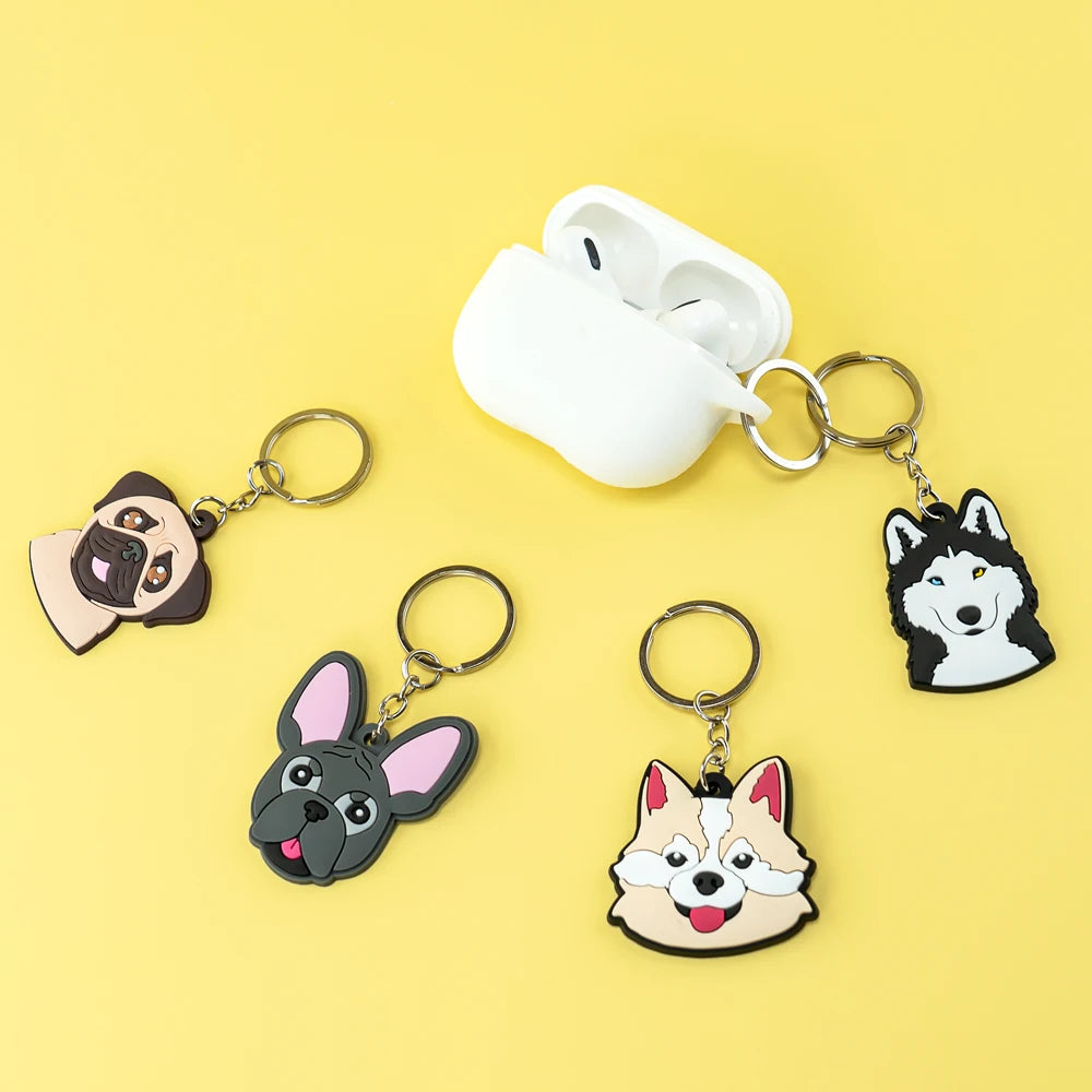 Hot Sale Custom 2D Soft PVC Animal Designers Keychains Cartoon Rubber Key Rings Wholesale Promotional Gift Items for Pet Shops