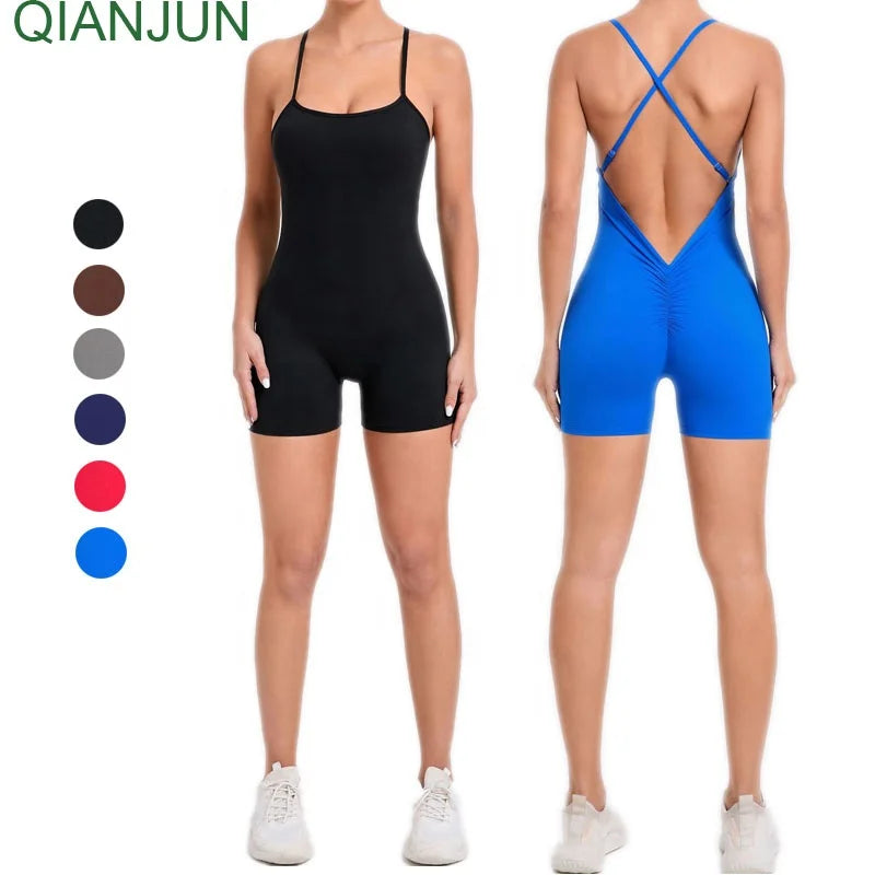 Wholesale Women Backless Sport Jumpsuit Quick Dry One Piece Jumpsuit Sportswear Gym Fitness Sportswear