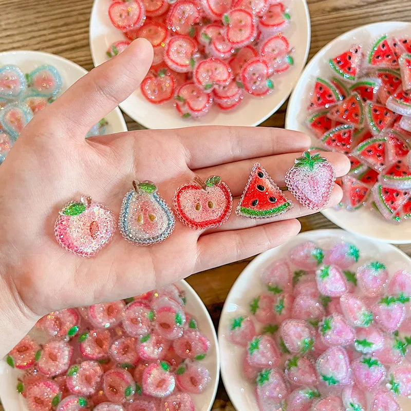 Wholesale Summer Sugar Diamond Fruit Acrylic Charms Accessory for Making Hair Clips