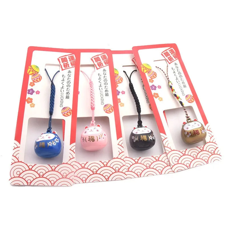 Lucky Cat Pendant Japanese Maneki Neko Fortune Pendants Bell Health Evil Avoiding Symbol Mascot Bell
