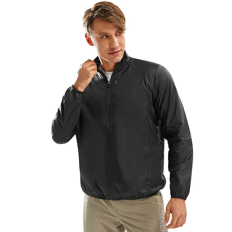 Custom Logo Outdoor Lightweight Windproof Sun Protection Sport Jacket Men Anti UV Sunscreen Clothing With Hoodie