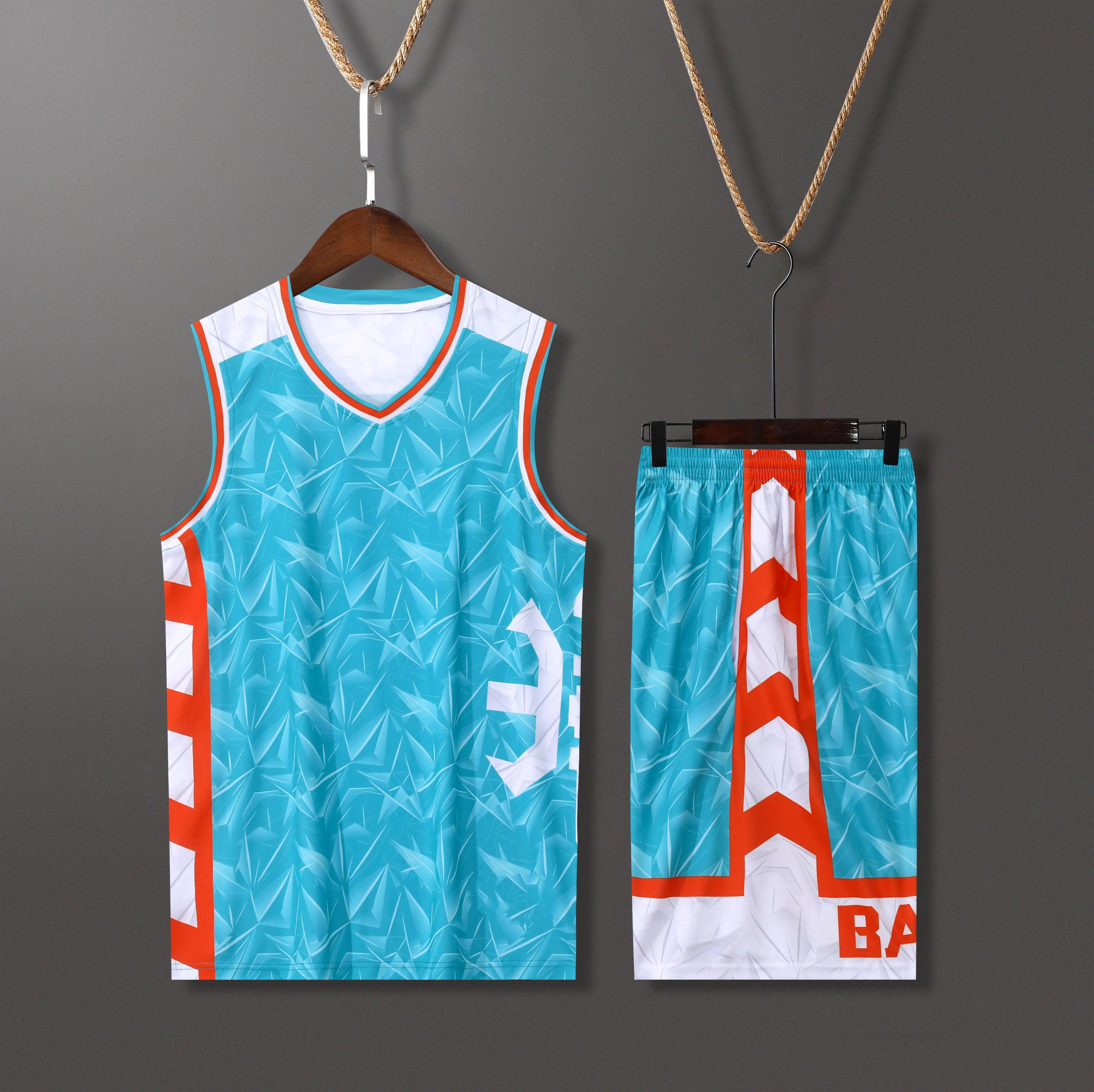 Adult Men's Basketball Uniform Sets Breathable Plus Size Quick Dry Sublimation Print