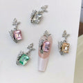 Advanced 3D Butterfly Pendant Nail Art Jewelry Luxury Explosion Square Candy Diamond Champagne Color Made of Alloy