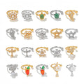 18K Gold Plated Clip-On Earrings Customizable Trendy Designs-Heart Animal Star Shaped with Zircon Stones for Daily Wear