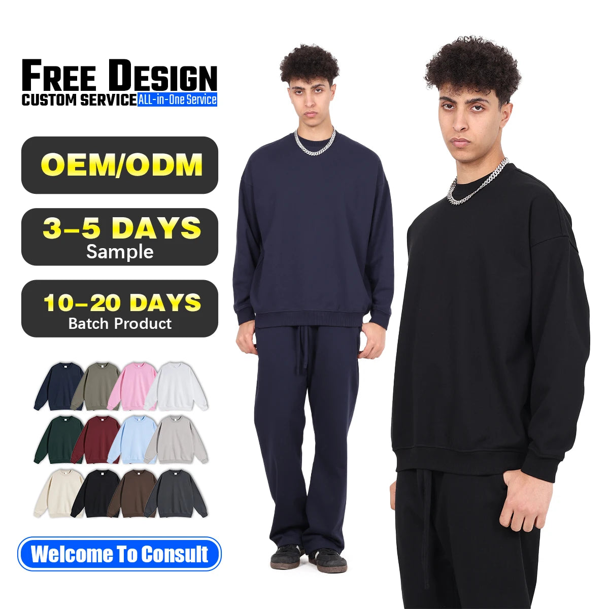 Unisex High Quality ODM Cotton Heavy Weight Crewneck Sweatshirt Custom Logo Embossed and Puff Printing for Autumn