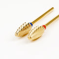 Gold Carbide Bits Corn Shape Professional Manicure Tools Accessories Strong Polishing Acrylic Gel Off Nail Drill Carbide Bits
