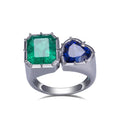 MSR-1170 18K Gold Lab Emerald and Sapphire Ring Wedding Diamond Engagement Ring