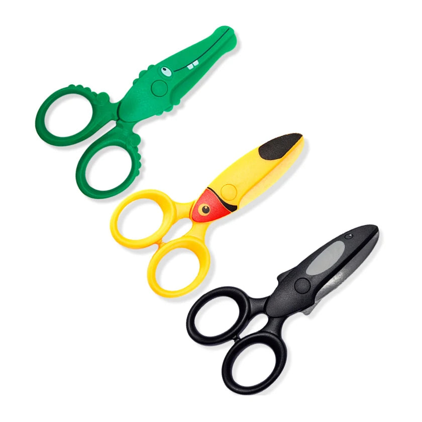 Safety Animal Shape Kids Hand Eye Coordination Development Plastic Toy Safety Scissors for Craft Paper Cutting