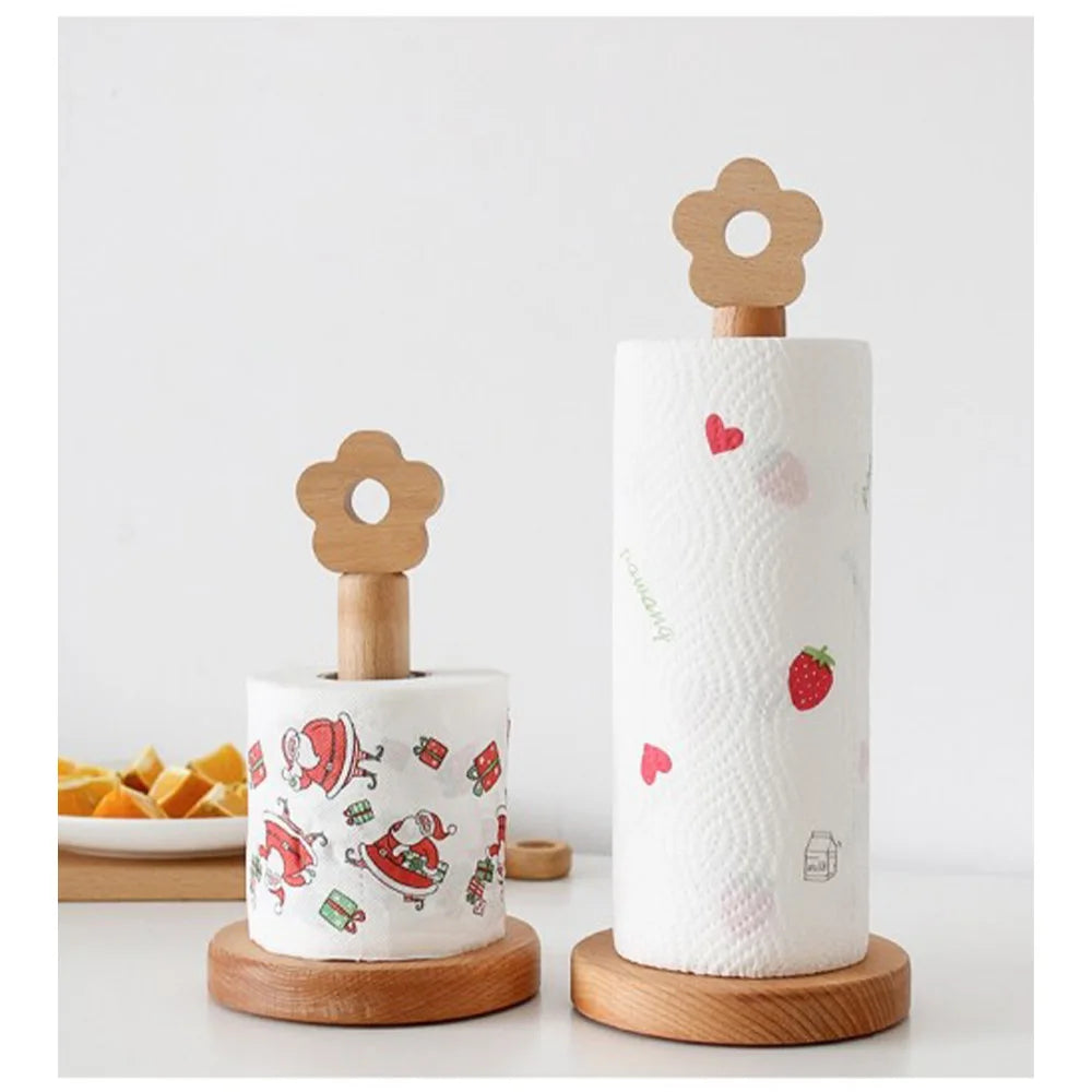 Towel Holder Wrap Vertical Storage Rack Kitchen Wooden Eco-Friendly Free-standing Stable Non-slip Tissue Storage Mini Dining