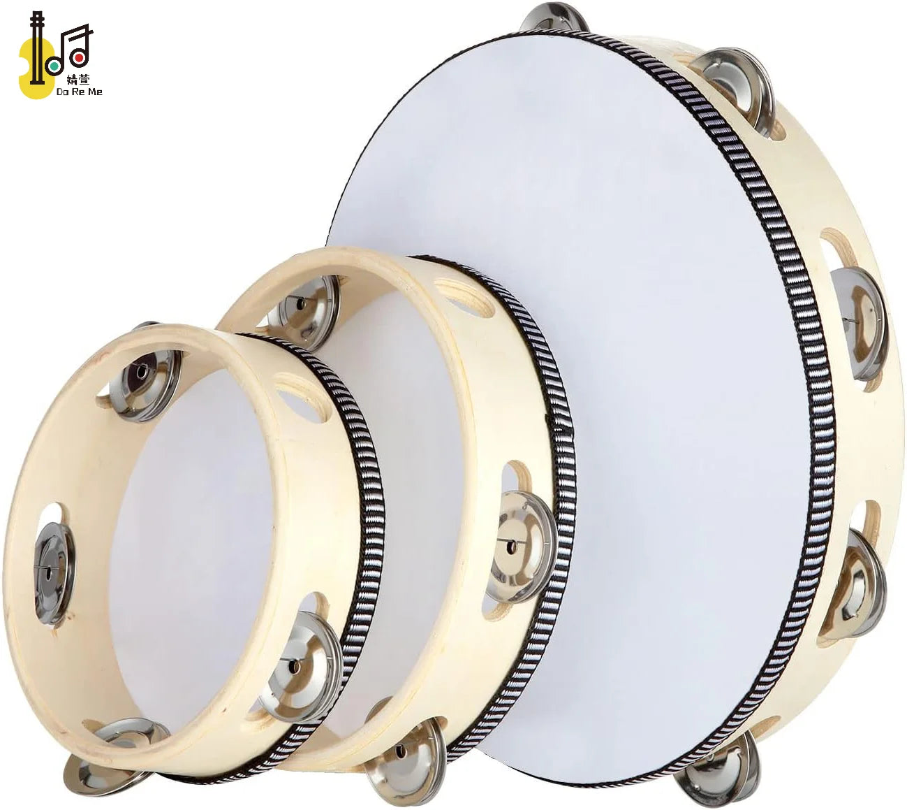4inch the Tambourine Mini Wood Material Body Orff Musical Instrument Percussion Wedding Tambourine Drum for Church Party Favors