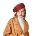 Women's Luxury Vintage Fascinators Trendy Wool Felt Mesh Veil Pillbox Hat for Church Derby Wedding Beret-Fashionable Winter