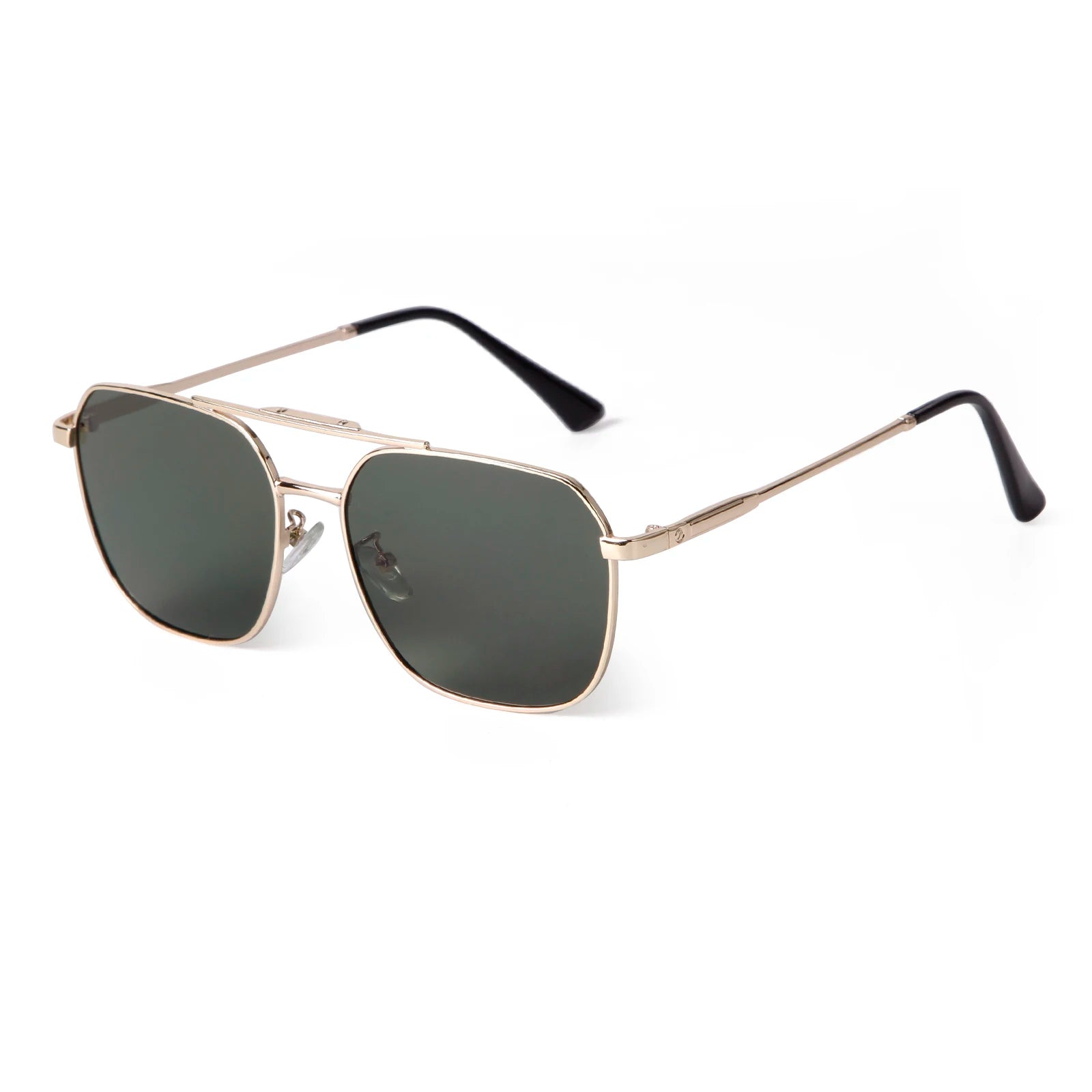 Matte Black square Frame Classical Gold Metal Sunglasses Shades for Men Women Retro Double Beam Sunglasses