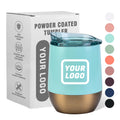 Logo Custom 12oz Egg Shape Stainless Steel Wine Tumbler Double Wall Vacuum Insulated  Coffee Tumblers With Lid and Golden Bottom