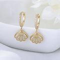 Fashion Cute Mini  Seashells Jewelry Psj 925 Sterling Silver 14k Gold Plated Bling Cubic Zircon Huggies Earrings for Kids Girls