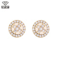 Top Icy Hip Hop Jewelry Round with Cross  Stud Iced Out Diamond Stud Earring Cubic Zircon Stud for Women