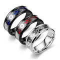 8MM Fashion Jewelry Custom Blue Carbon Fibre Pattern Couple Stainless Steel Rings Men Black Ring for Men