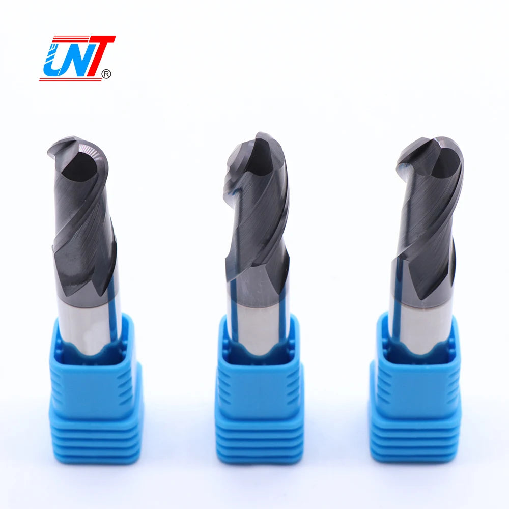 UNT Solid Tungsten Carbide CNC Tools HRC45 2 Flutes Ball Nose End Mill Cutters For Steel