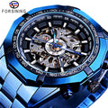 Forsining New Arrive Blue Luxury Automatic Analog Watches Men Business Mechanical Watch Waterproof Skeleton Bule Wristwatches