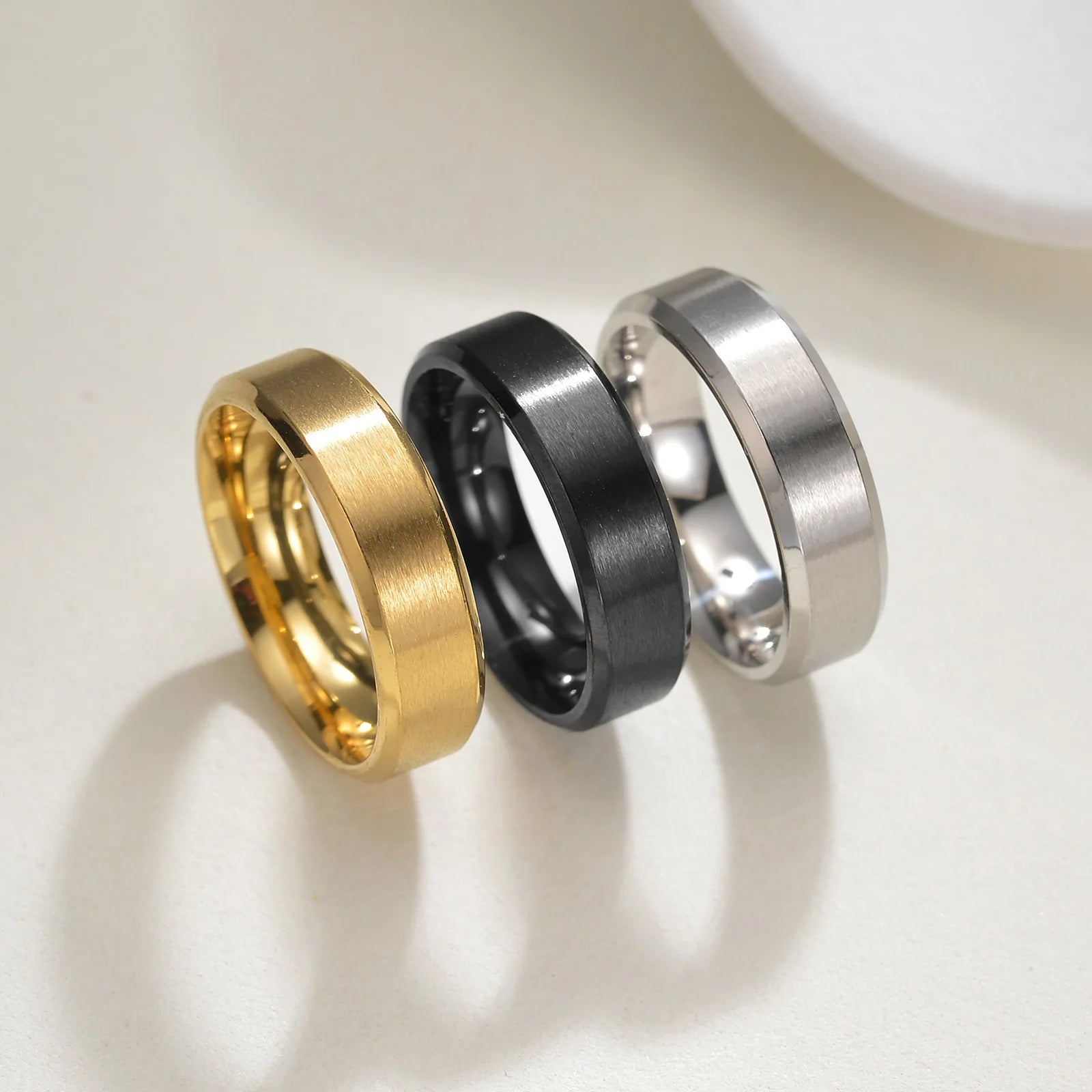 New Arrival 8mm 6mm Stainless Steel Simple Design Best Jewelry Men Gold Silver Black Blue Plated Rings for Women Men