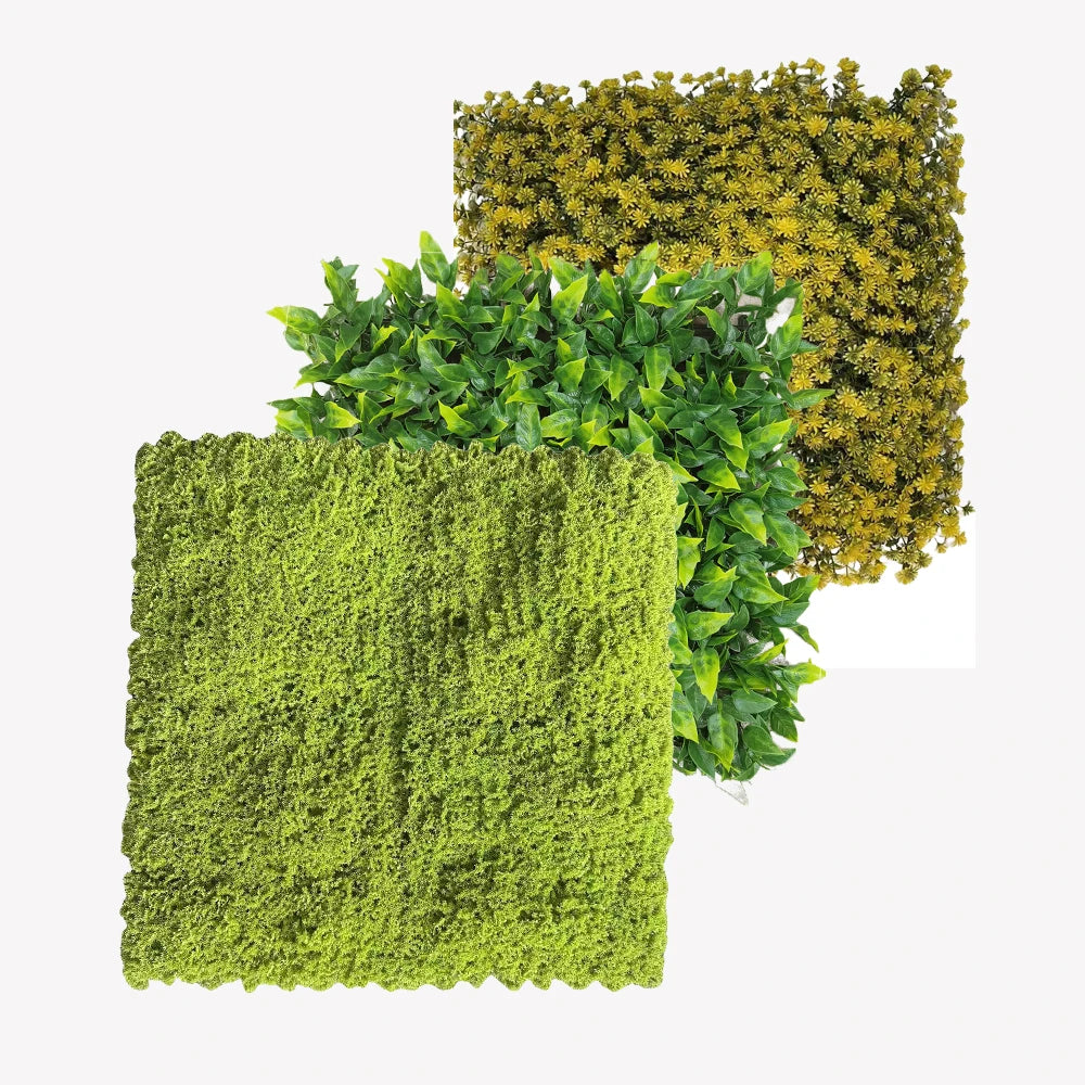 Durable Eco-Friendly Indoor/Outdoor Boxwood Hedge Artificial Plant Wall Garden and Home Decor with Flowers for Landscaping