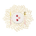 Table Decor Hollow Out Metallic Gold Charger Placemats Vinyl Woven Leaf PVC Plates Mats for Holiday Wedding Reception