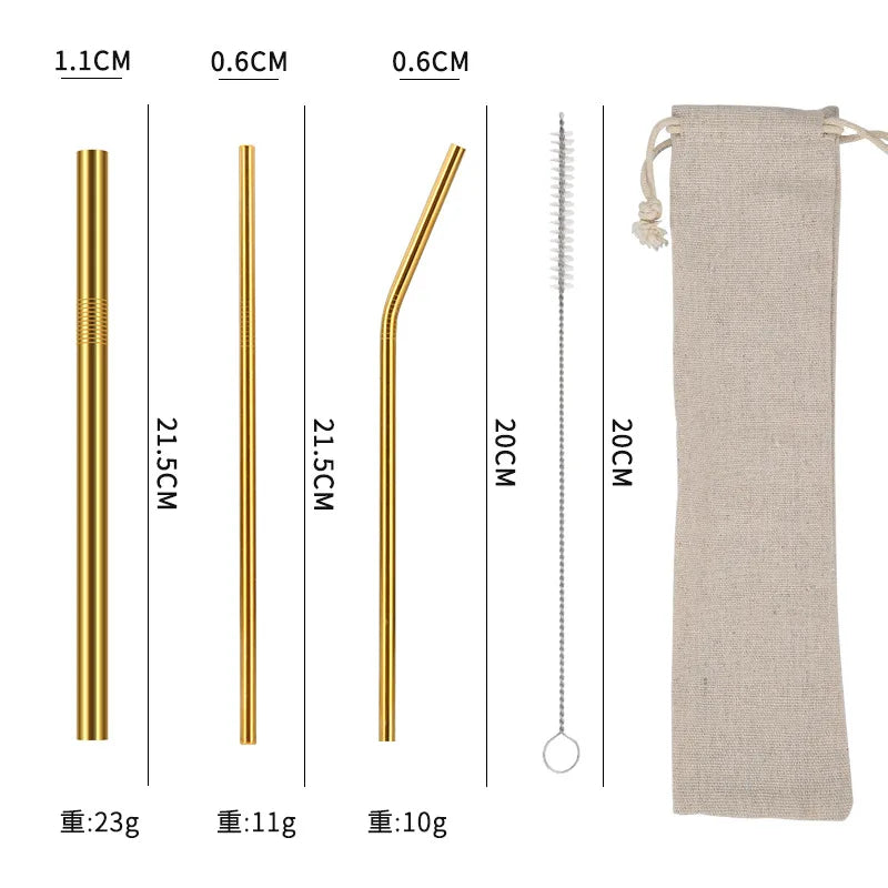 304 Stainless Steel Metal Straws18/8 Metal Drinking Strawreusable Bamboo Straw