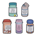 Cute Cartoon Medicine Bottle Enamel Pins Take Your Meds Lapel Badge Brooches Pot Pin Jewelry Accessories Gift for Backpack
