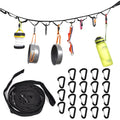 Nylon Campsite Garden Storage Strap with 19 Hooks Vertical & Horizontal Organizer for Hanging Camping Gear From Trees & Walls