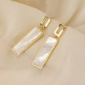 Fashion White Acrylic Strip Stud Earrings Gold Cutout Rectangular Stud Earring for Women Birthday Party Jewelry Gift
