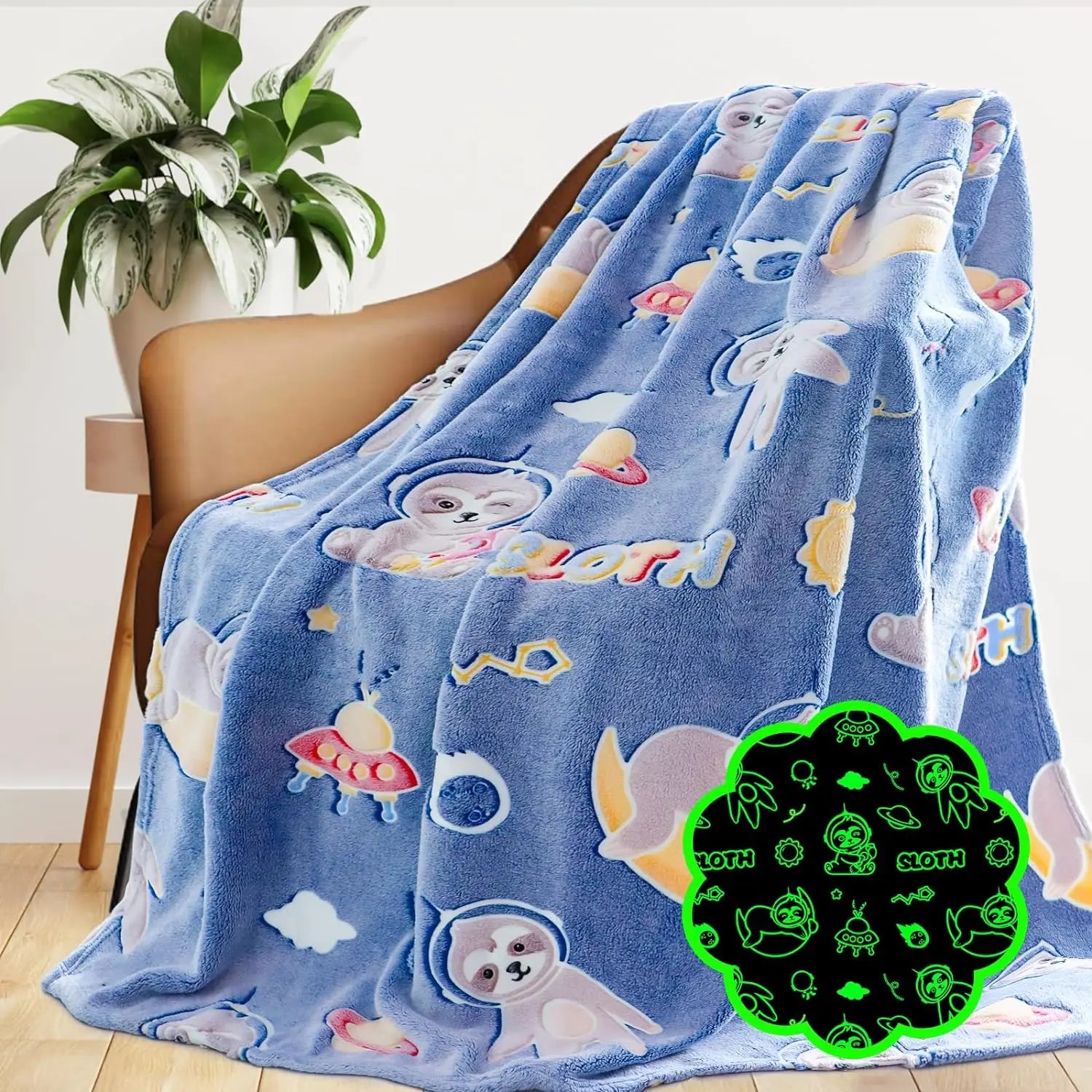 Factory Plush Printed Knitted Luminous Warm Flannel Magical Toddler & Adult King Size Winter Glow Throw Blanket