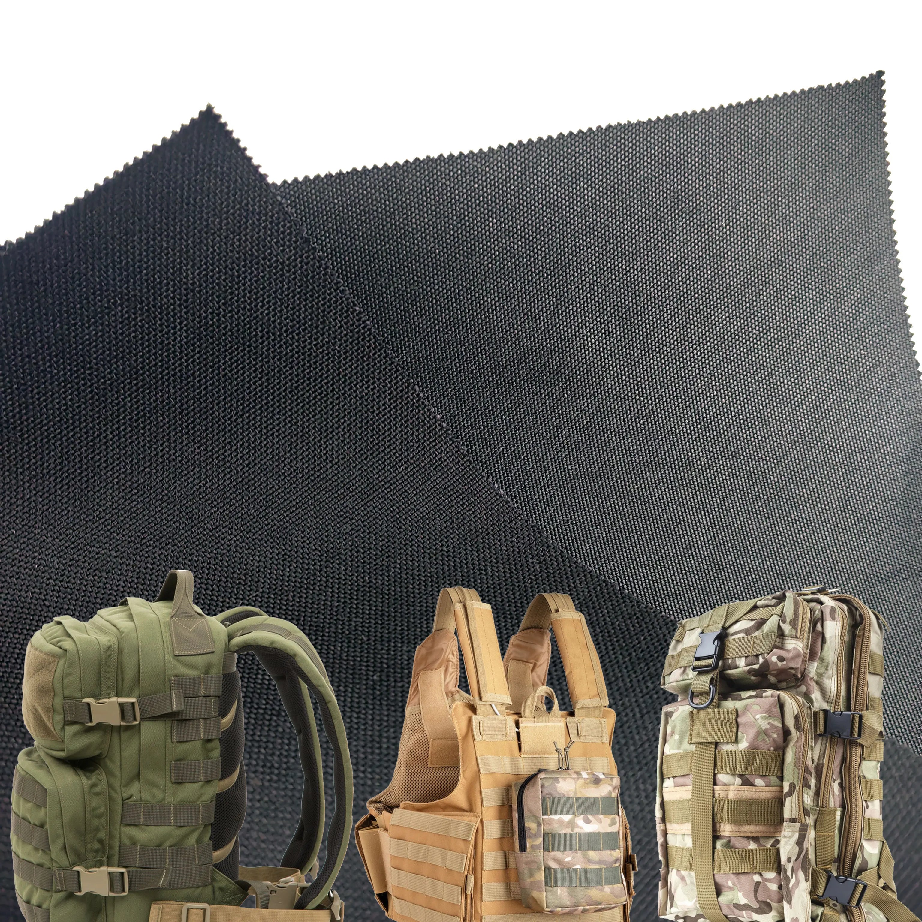 Outdoor Gear Tactical Woven Nylon Cordura 1000D Laminated 500D Fabric PU Coated Tear Resistant Bag Material