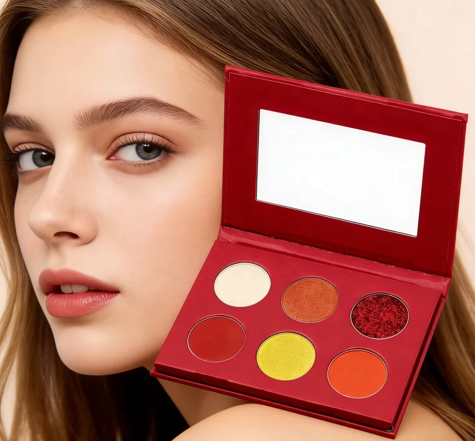 Empty 6-Pan DIY Eyeshadow Palette for Custom Makeup - Refillable Magnetic Palette with Mirror for Private Label & Branding