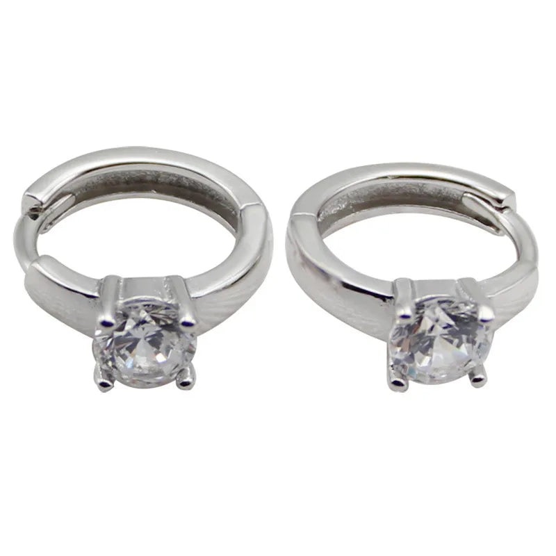 925 Sterling Silver Zircon For Women Hoop Earring Jewelry Accessories