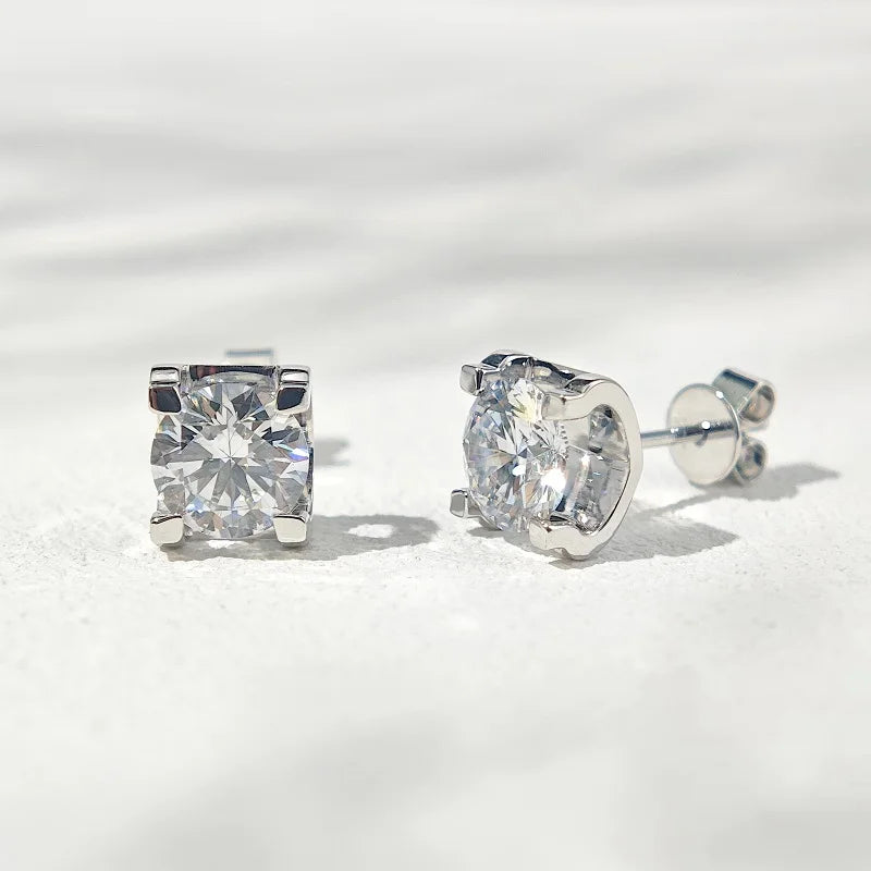 Staresgem Unisex Style 18K Solid Gold Stud Earring with 2.0ct DEF Lab Grown Diamond Earrings Jewelry
